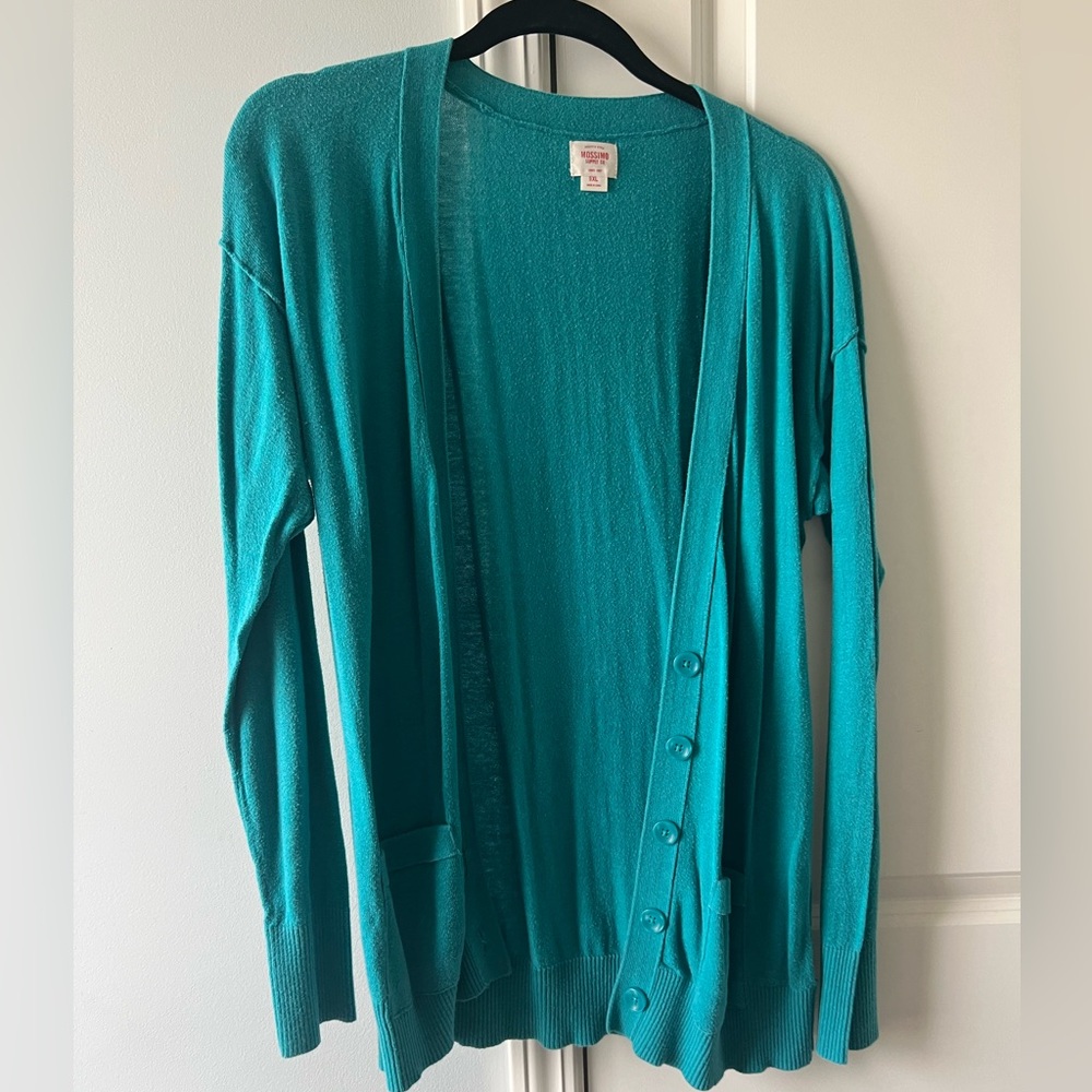 Teal cardigan w/functioning buttons
